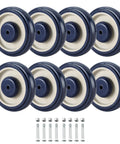 8 Pack 5 Inch Shopping Cart Replacement Wheels Kit With Double Ball Bearing TPU Silent Wheels For Supermarkets Blue High Abrasion