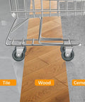 Grey wheels from 12 Pack Shopping Cart Replacement Wheels Kit with 5 Inch TPU Casters on tile, wood, and cement floors