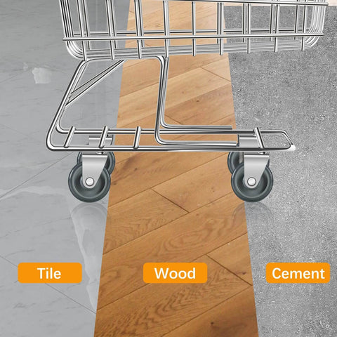 Grey wheels from 12 Pack Shopping Cart Replacement Wheels Kit with 5 Inch TPU Casters on tile, wood, and cement floors