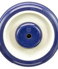 Universal Replacement Shopping Cart Wheel 5 Inch By 1.25 Inch Blue And Tan Crown TPU Tread With Dual 5 16th Precision Bearings 250 Lb Capacity Made In USA