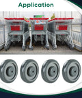 5 Inch Diameter Polyurethane Shopping Cart Wheel Replacement Kit With Stepped Tread Face Double Ball Bearing Heavy Duty Caster 1000 Lb Capacity Per Wheel Pack Of 4 Gray Quiet Smooth Operation For Industrial And Retail Carts