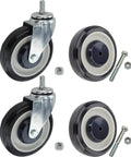 Premium Shopping Cart Wheels & Casters Replacement Kit - Hardware Included, featuring two swivel casters, polyurethane wheels