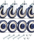 8 Pack 5 Inch Shopping Cart Replacement Wheels Kit With Double Ball Bearing TPU Silent Caster Wheels For Supermarket Carts Hardware Included