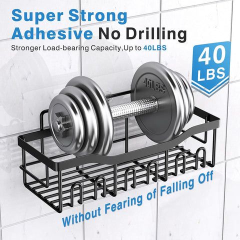 Adhesive Shower Caddy Set 5 Pack Rustproof Stainless Steel Bath Organizers With Large Capacity No Drilling Mounts for 40 lbs weight