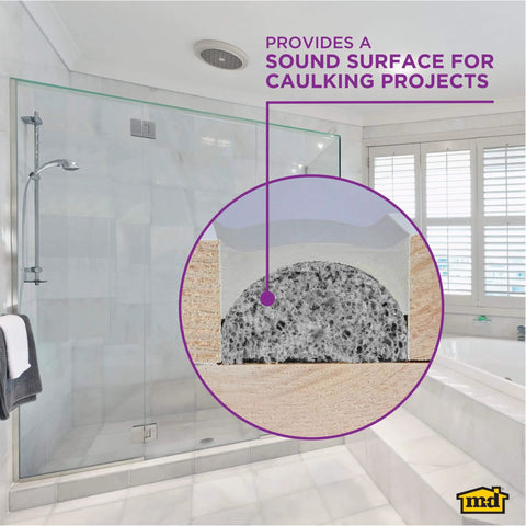 Versatile Gray Foam Backer Rod Set 1/2in x 20ft - Essential Caulk Saver for Sealing Concrete Gaps shown in shower installation