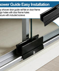 Replacement Sliding Shower Door Bottom Guide For Standard Glass Doors Half Inch By Three Inch Black Plastic Track With Screws