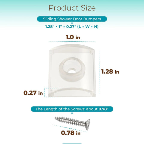 Size diagram of Shower Door Bumpers For Glass Sliding Doors With Screws 2 Pack Wall Jamb Stopper Fits 1 Inch And 1.28 Inch Frames