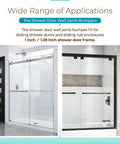 Shower Door Bumpers For Glass Sliding Doors With Screws 2 Pack Wall Jamb Stopper Fits 1 Inch And 1.28 Inch Frames