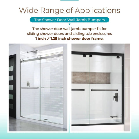 Shower Door Bumpers For Glass Sliding Doors With Screws 2 Pack Wall Jamb Stopper Fits 1 Inch And 1.28 Inch Frames