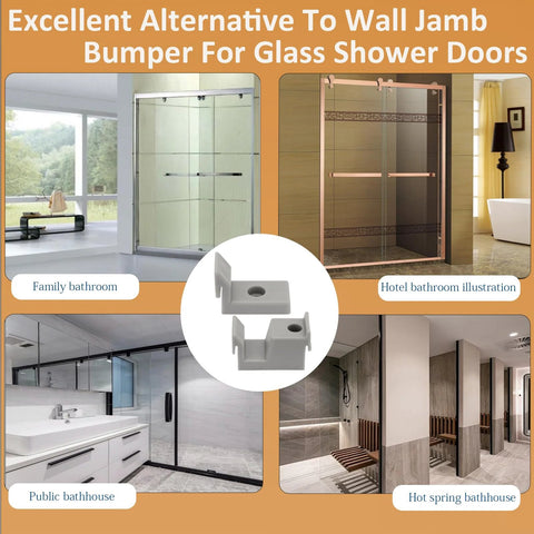 Shower Door Bumpers for Glass and Sliding Doors, 3 Pcs Durable Plastic Set Installed in Various Bathroom Settings