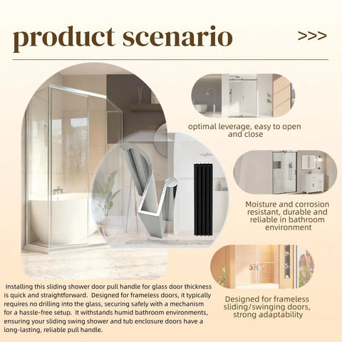 3 Inch Shower Glass Door Handle For Frameless Sliding And Swing Doors, Pull Handle Compatible With Various Glass Thicknesses, Easy Install