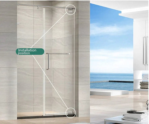 Heavy Duty 360 Degree Shower Glass Door Pivot Hinge Built Tough 304 Stainless Steel installed on frameless shower door