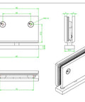 Technical drawing of Heavy Duty 360 Degree Shower Glass Door Pivot Hinge in 304 stainless steel for 8mm to 12mm glass installation