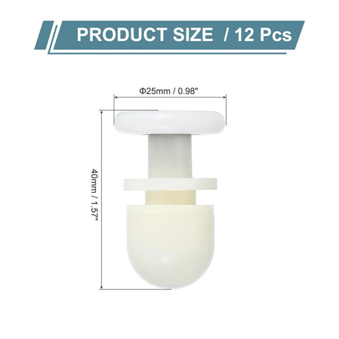 Shower Door Rollers 25Mm Wheel Replacement For Sliding Glass Doors 4 To 6 Mm Thick White Nylon Wheels, 12 Pieces, with 9 Mm Groove Diameter.
