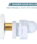 Side view of 29mm Shower Door Rollers For Sliding Glass Doors Replacement Wheels Runners Copper Rod Pulleys For Bathroom.