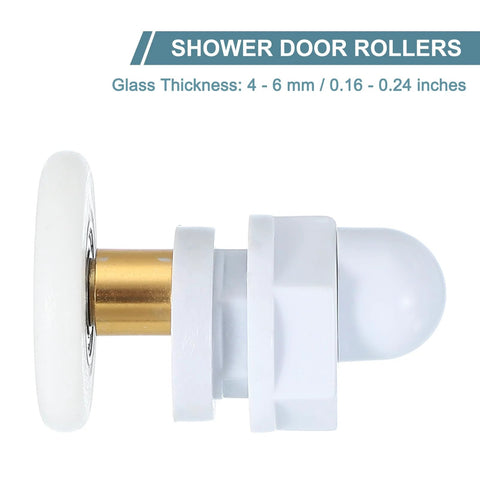 Side view of 29mm Shower Door Rollers For Sliding Glass Doors Replacement Wheels Runners Copper Rod Pulleys For Bathroom.
