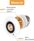 4 Pcs Shower Door Rollers Set 20mm Diameter For Glass Sliding Doors Replacement, showing copper and nylon materials