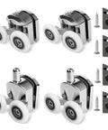 Shower Door Rollers Replacement Set with 23mm Zinc Alloy Wheels, anti collision block & screws for curved glass doors, full set view