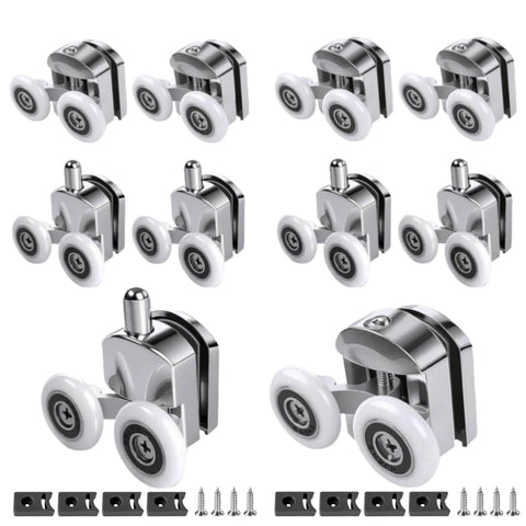 Shower door rollers RV replacement set with 10 pcs zinc alloy wheels, 23mm diameter rollers with anti collision block and screws