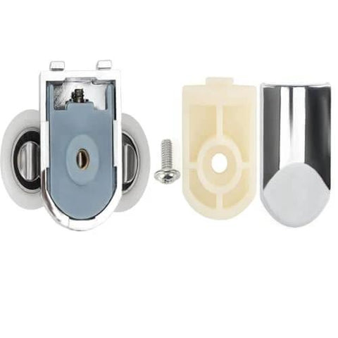 Shower door rollers RV replacement set with 10 pcs zinc alloy wheels, anti collision block, screws for curved glass doors.