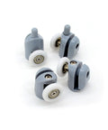 23mm Shower Door Rollers Set of 8 Single Replacement Runners, grey plastic with metal bearings, for glass doors and curved showers.