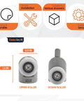 Diagram showing upper and down roller from 8 Pcs Shower Door Rollers Replacement Set, 23mm single wheels for smooth sliding