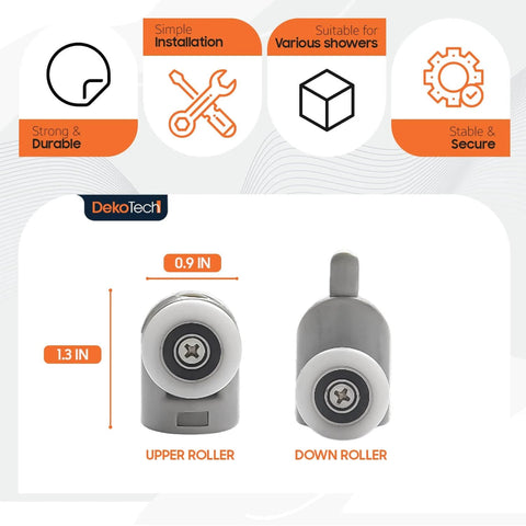 Diagram showing upper and down roller from 8 Pcs Shower Door Rollers Replacement Set, 23mm single wheels for smooth sliding