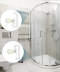 Shower Door Rollers 25Mm Wheel Replacement For Sliding Glass Doors 4 To 6 Mm Thick White Nylon Wheels shown installed in bathroom.