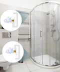 29mm Shower Door Rollers For Sliding Glass Doors Replacement Wheels Runners Copper Rod Pulleys For Bathroom Glass Doors 4 To 6 Mm Thick Glass With 15 To 17 Mm Hole Spacing Pack Of 4 White shown installed on a curved shower enclosure.