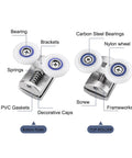 Diagram of 26mm Shower Door Rollers 4PCS Double Twin Top and Bottom Replacement Wheels for Sliding Shower Doors, labeled parts.