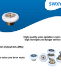 Shower Door Rollers Replacement Runners 25mm Diameter 6pcs with nylon wheels brass cores and strong screws displayed