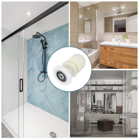 Shower Door Rollers 25Mm Wheel Replacement For Sliding Glass Doors 4 To 6 Mm Thick White Nylon Wheels 12 Pieces Durable Plastic Runners With 9 Mm Groove Diameter For Bathroom Glass Panels