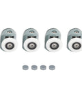 Upper Shower Door Rollers Set of 4 Single Wheel Runners for Sliding Glass Doors Designed for 5mm and 6mm Glass with Stainless Steel Nylon Construction