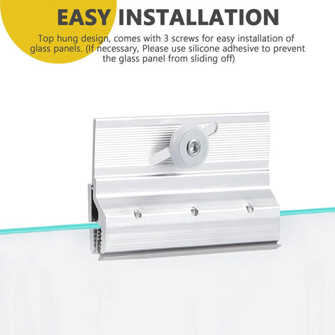 Frameless Shower Door Top Bracket Roller Assembly Four Pack For One Quarter Inch Glass with easy installation guide