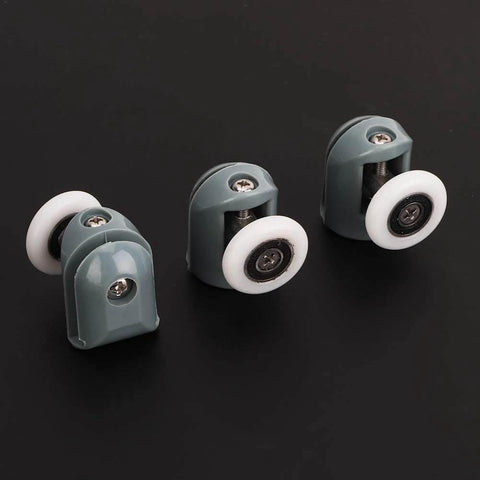 Upper Shower Door Rollers Set of 4 Single Wheel Runners for Sliding Glass Doors Designed for 5mm and 6mm Glass with Stainless Steel Nylon