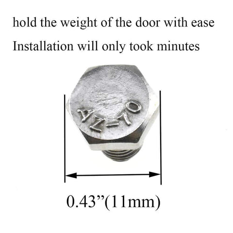 Close-up of a hexagonal stainless steel screw for 23mm diameter shower door wheels, designed for easy installation and secure fitting.