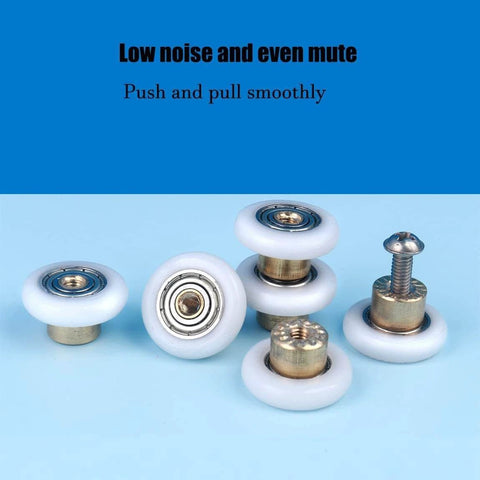 Set of 4 shower door wheels rollers with 19mm diameter and 5mm thickness, stainless steel screws, POM nylon runners