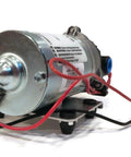 Pentair Shurflo 8000-543-936 12V DC standard water pump with pre-wired harness, side view showing 3/8 in NPT ports and wires.