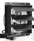Shutter Exhaust Fan With Remote Control For Garage Shop Greenhouse Attic, 1250 CFM, 8 Speed EC Motor, Timer, Wall Mounted