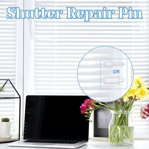60 Pcs Shutter Repair Pins Shutter Louver Spring Loaded Replacement Pins Repair Plantation Shutters Tool Set visible in window blinds scene
