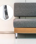 4 Piece Set Small 1 Inch Side Mount Caster Wheels For Furniture And Doors Low Profile Gate Casters Replacement For Chairs Drawers Bookcases Each Wheel Supports 44 Pounds Total 176 Pounds Versatile Vertical Or Horizontal Installation Includes Screws. Sofa with mounted caster wheel highlighted.