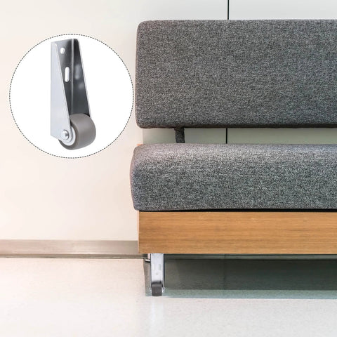 4 Piece Set Small 1 Inch Side Mount Caster Wheels For Furniture And Doors Low Profile Gate Casters Replacement For Chairs Drawers Bookcases Each Wheel Supports 44 Pounds Total 176 Pounds Versatile Vertical Or Horizontal Installation Includes Screws. Sofa with mounted caster wheel highlighted.