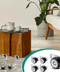 20 Set 1.25 Inch Side Mount Caster Wheels With Screws, Low Profile Non Swivel Rigid Casters in a living room setting