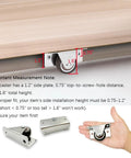 Small Low Profile 1-1/4 Inch Casters Wheels Set Of 4 For Light Duty Furniture And DIY Projects, shown side-mounted