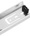 Close-up of a 6 Inch Full Extension Drawer Slides With Quiet Operation 3 Section Ball Bearing Side Mounted Heavy Duty unit, silver color.