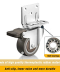 Side Mount Rubber Furniture Casters 1.5 Inch Set Of 4 With 360 Degree Swivel Locking Top Plate Two Braked And Two Non Braked