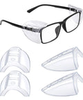 Two Pairs Side Shields For Glasses Slip On Eye Protection Fits Most Eyewear shown with clear TPU material on black frames
