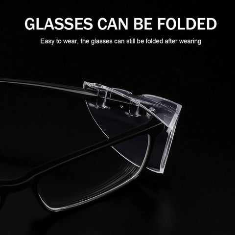 Side Shields For Safety Glasses Fits Prescription Eyewear S To L 30 Pairs, transparent side view on folded glasses