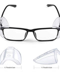 Side Shields For Safety Glasses Fits Prescription Eyewear S To L 30 Pairs shown on eyeglasses with close-up of shield design
