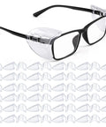 Side Shields For Safety Glasses Fits Prescription Eyewear S To L 30 Pairs showing attached shields on glasses and extra pairs